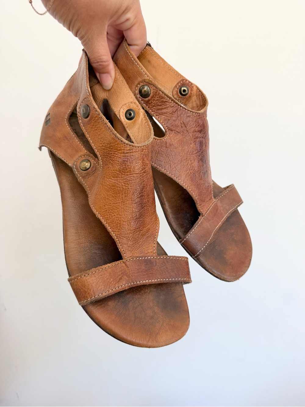 Bedstu Soto Rustic Brown Leather Women’s Open-Toe Sandals READ NOTES Damage Sz 8 - Picture 2 of 13